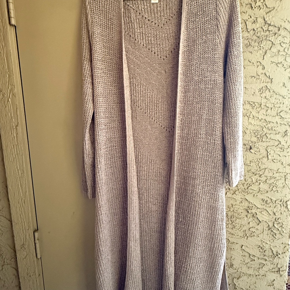 Chicos Stunning Long Knit Cardigan Sweater - Tan